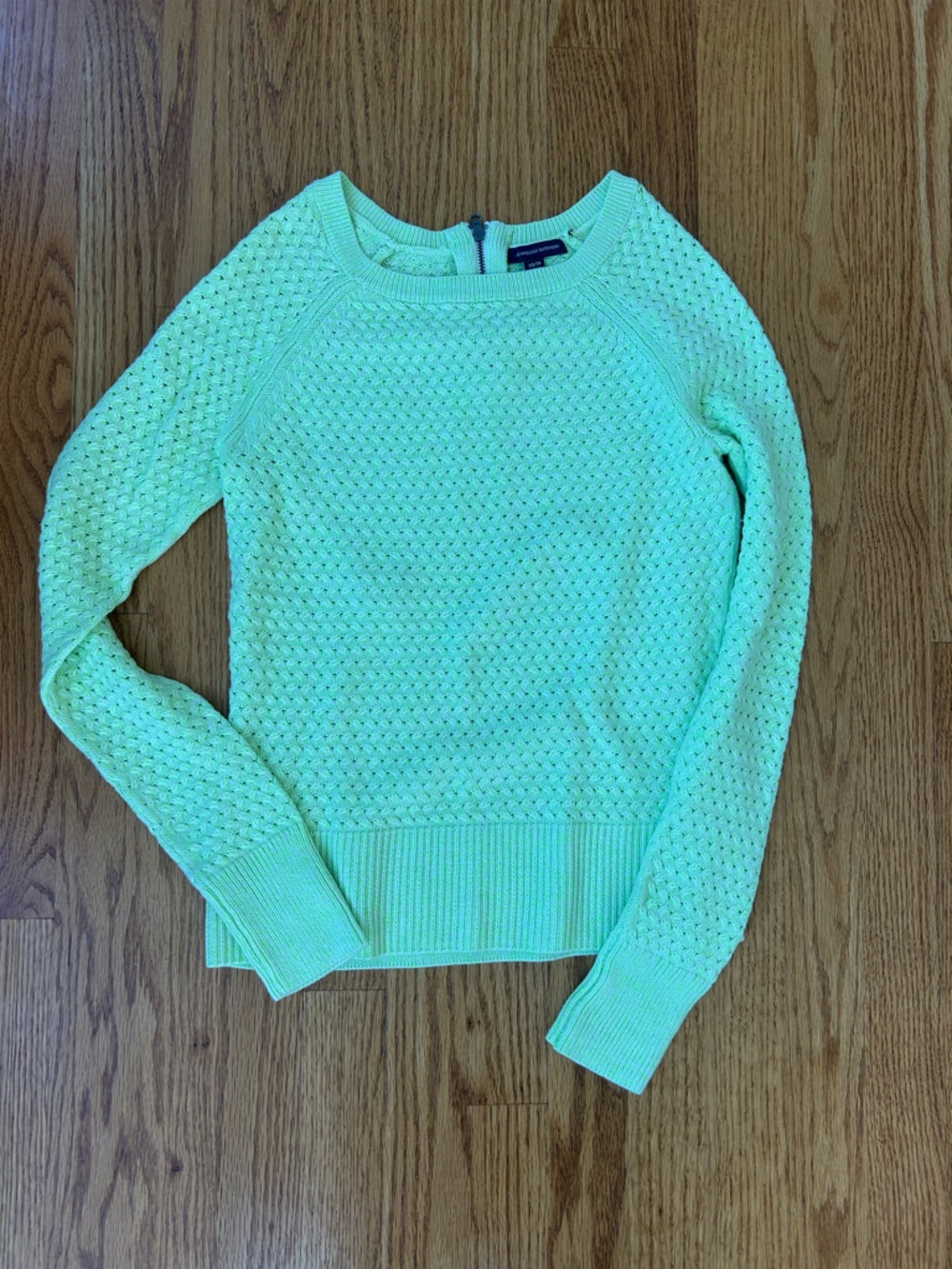 American Eagle Outfitters Lime Open Knit Crewneck Sweater